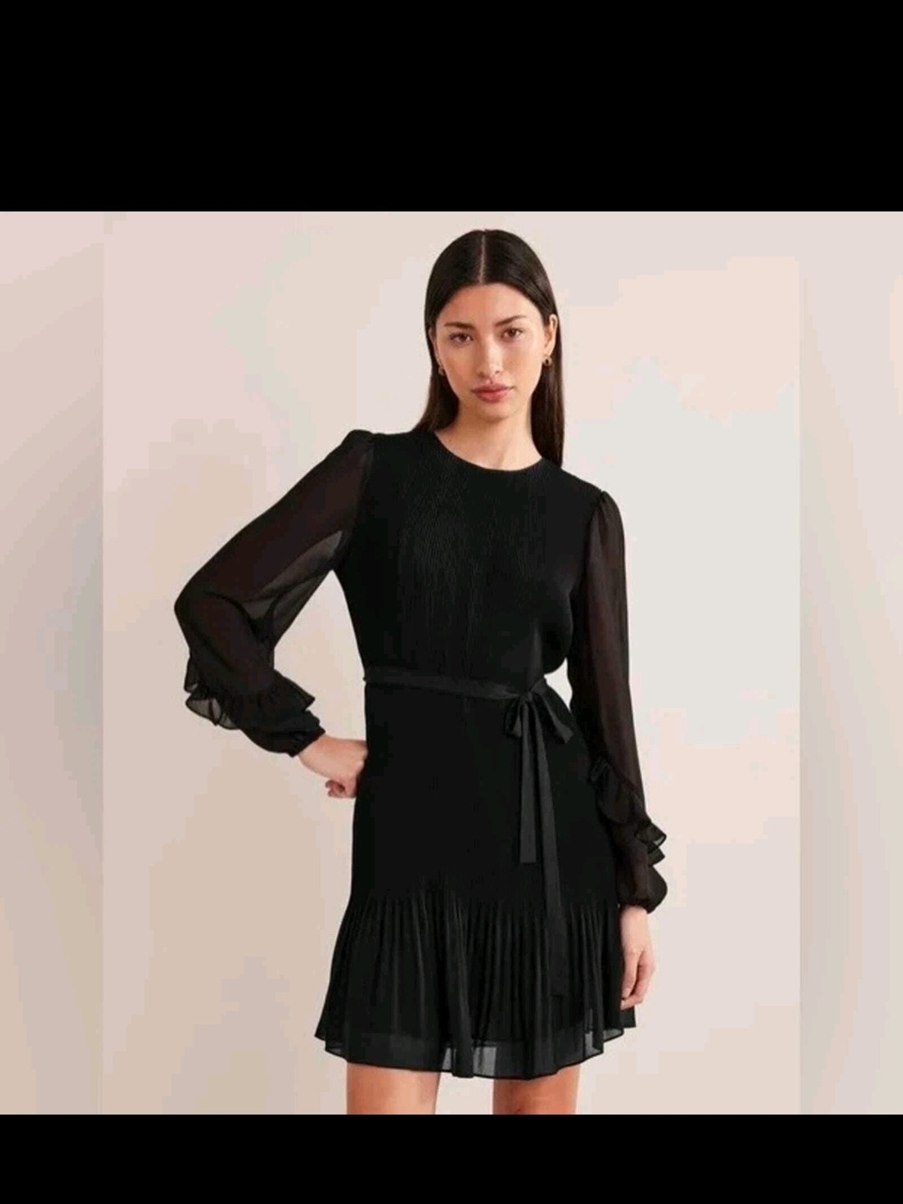Boden Black Plisse Mini Dress